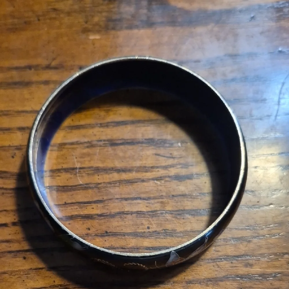 Antique Chinese Cloisonne Enamel Wide Bangle Bracelet - Picture 7 of 11